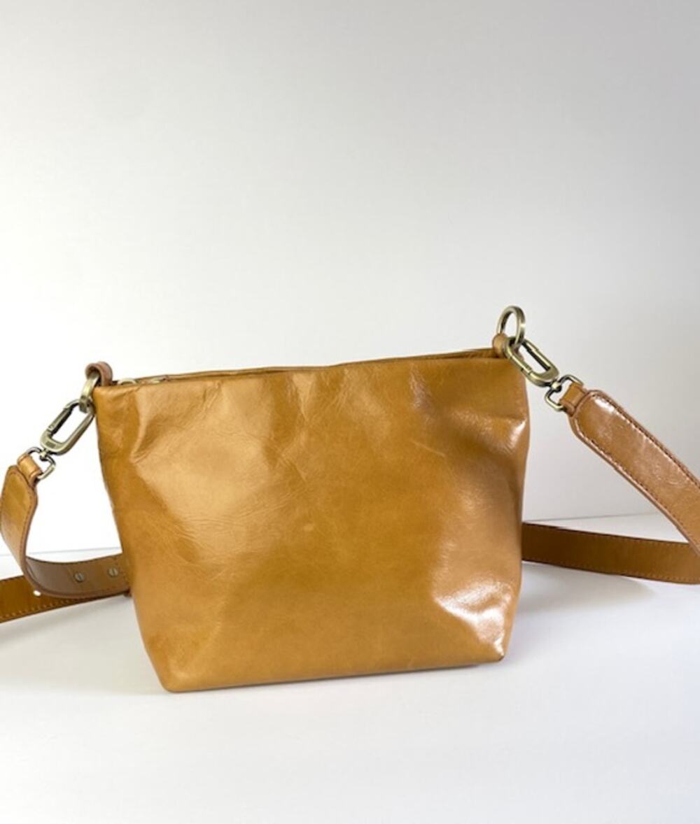 HOBO International Genuine Leather Crossbody Bag Mustard Tan Adjustable Strap
